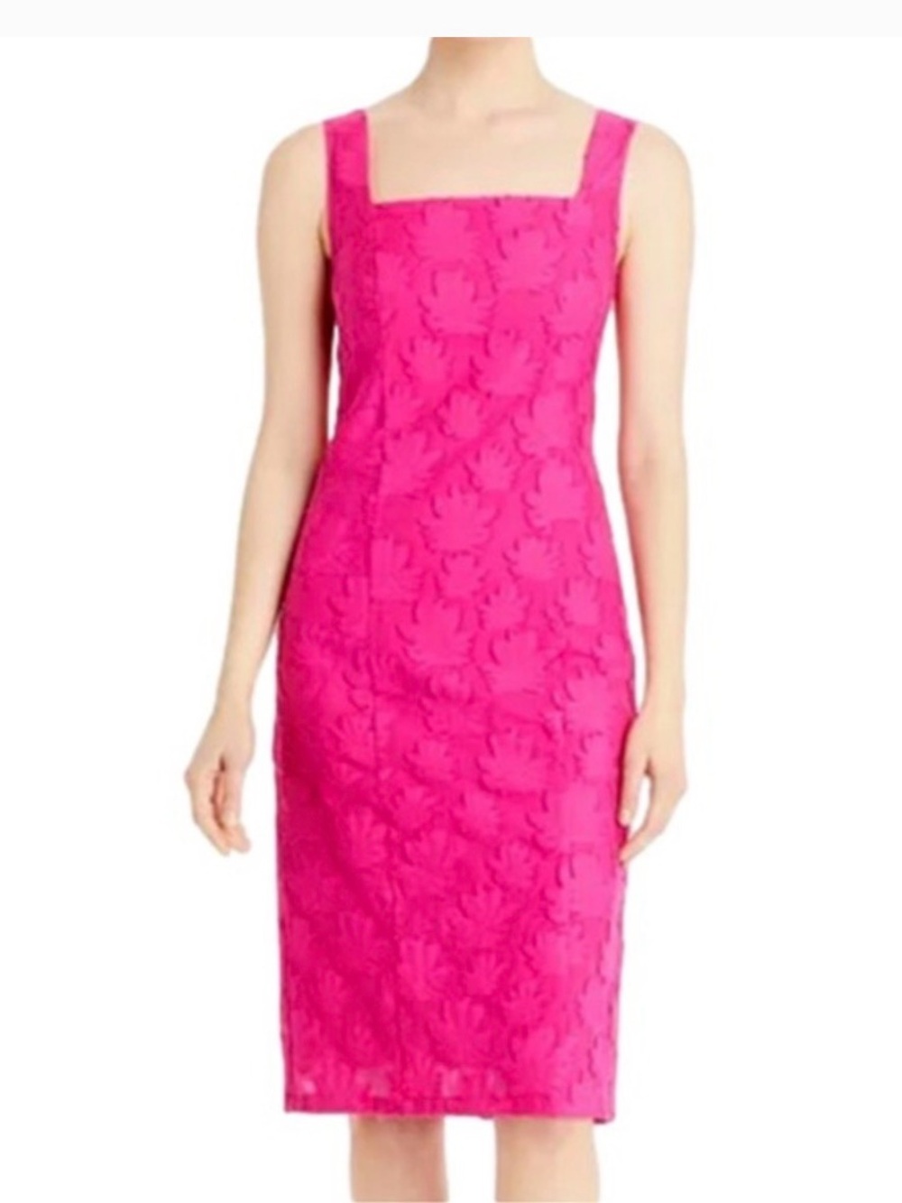 Hugo Boss Diteva Sleeveless Square Neck Shift Dress in Fuchsia Pink Women’s SZ 2